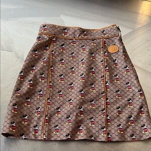 Gucci x Disney Brown Printed A-Line Skirt with Mickey Motif